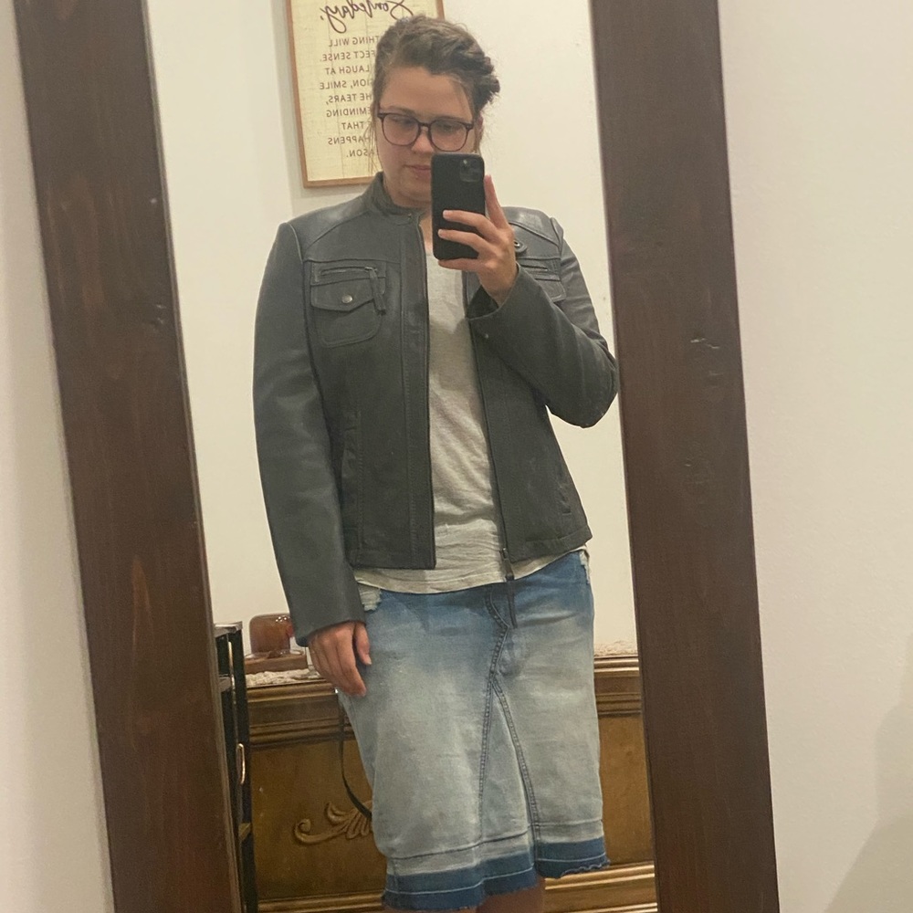 Gray Michael Kors leather jacket